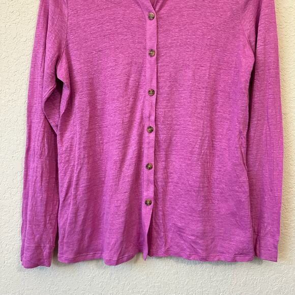 J. JILL Linen Essential Shirt Orchid Pink Button Up LS Knit Minimalist - Picture 5 of 11